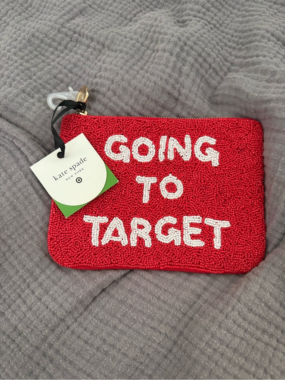 kate spade Red Beaded 'GOING TO TARGET' Wristlet